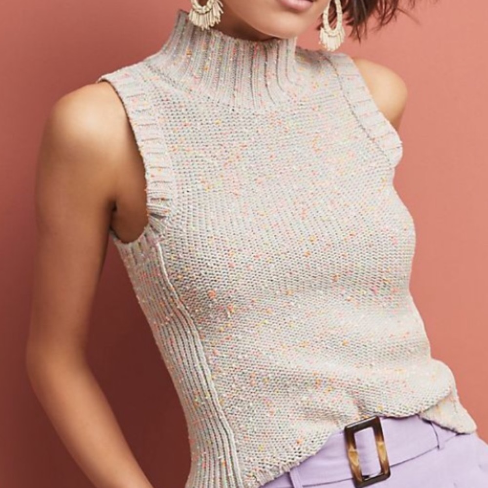 Anthropologie mock neck sleeveless sweater